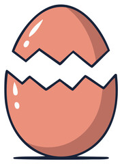 Cracked Easter Egg Illustration Broken Shell Concept with Cartoon Aesthetic and Pink Color Isolated for Spring Holidays