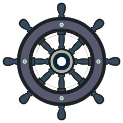 Obraz premium Vector illustration of a ship's steering wheel, a classic maritime helm symbol for sea travel