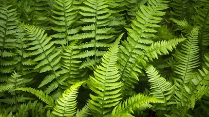 Lush green fern fronds filling the frame leaf plant