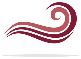 Obraz premium Abstract Burgundy Wave Shape Isolated Element for Decoration and Design Projects