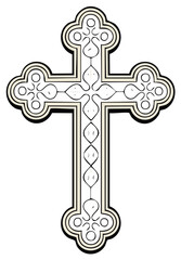 Ornate Eastern Orthodox Cross Symbol with Intricate Decorative Pattern