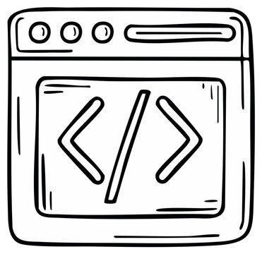 Coding window icon in line art style
