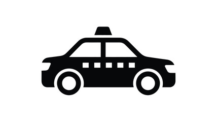 Naklejka premium Black silhouette icon of a taxi cab, representing urban transportation and ride-sharing Vector