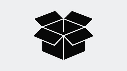 Black silhouette icon of an open cardboard delivery or storage box Vector