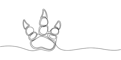 Dinosaur footprints continuous single line drawing.  Minimalism concept. self draw Dinosaur footprints continuous one line drawing. white back pro. Continuous one line drawing of dinosaur footprint. © Creative Tania