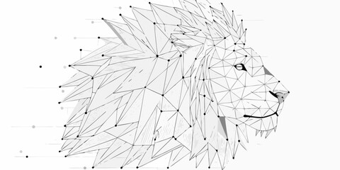 Geometric lion portrait a modern polygonal representation of a majestic animal © John Lee