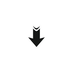 Fototapeta premium Black arrow pointing downwards indicating direction or movement in a simple graphic