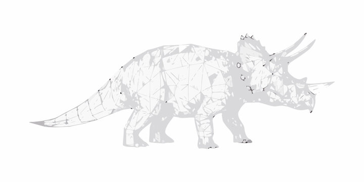 Polygonal triceratops illustration a geometric dinosaur rendering in white