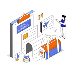 Trendy design illustration of travel insurance paper 