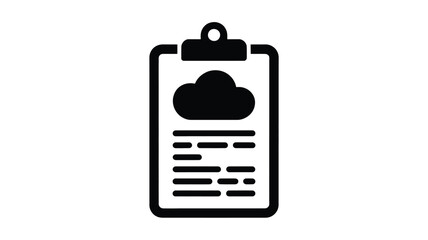 Digital document on clipboard with cloud symbol representing cloud storage or online data Vector
