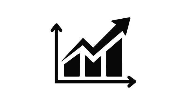 Growing bar chart with an upward trend line and arrow symbolizing business success and progress Vector