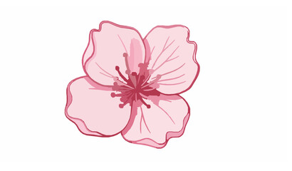 Fototapeta premium Single Sakura Flower Watercolor Vector Minimal Floral Illustration