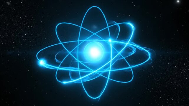 Glowing atomic structure in deep space.