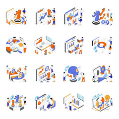 Set of Business Strategy Isometric Illustrations

