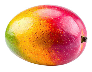 Close-up studio shot of a vibrant, ripe mango against a pure black background