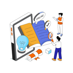 A colored design icon of search book online 