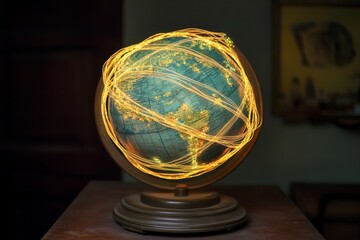 Illuminated globe with glowing paths symbolizing global connectivity