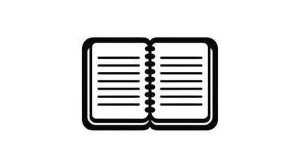 Open spiral notebook or diary icon in black and white for note-taking and journaling Vector