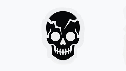 Obraz premium Cracked black skull icon representing danger, warning, or mortality on a grey background Vector