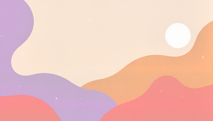 Fototapeta premium abstract waves in pastel colors with a sun, creating a calming background suitable for wellness and mindfulness concepts, with copy space