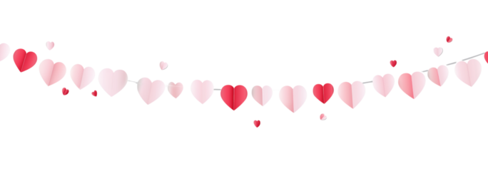 Heart Shaped Garland String Lights isolated on a transparent background