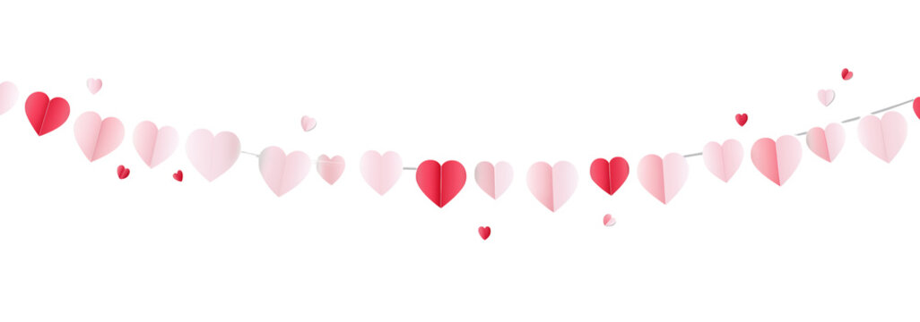 Heart Shaped Garland String Lights isolated on a transparent background