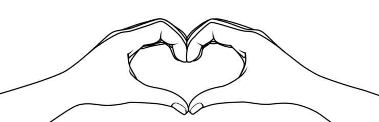 Outline of Hands Forming a Heart Shape isolated on a transparent background