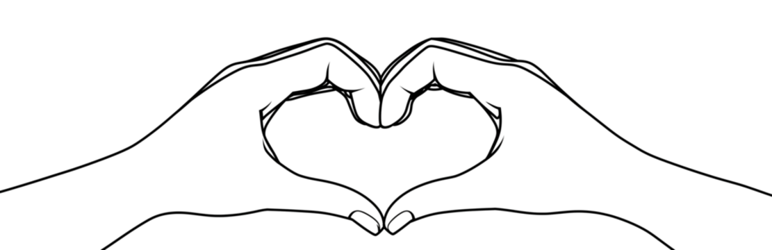 Outline of Hands Forming a Heart Shape isolated on a transparent background - Powered by Adobe