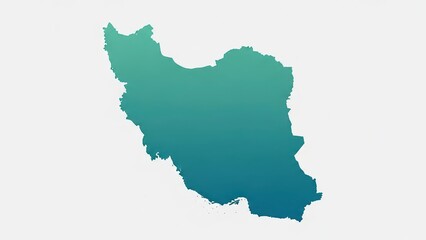 Obraz premium Gradient Teal Iran Map Silhouette for Graphic Design.