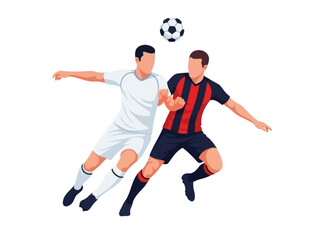 Naklejka premium Flat vector illustration of two soccer players competing for the ball