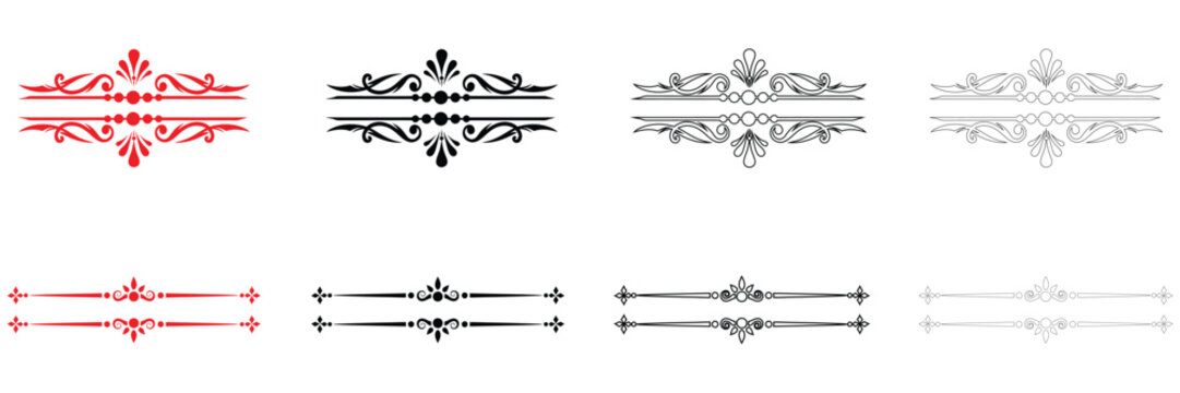 vintage floral ornaments icon vector set, wedding, invitation, greeting card element vector, silhouette and line art