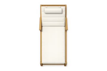 Minimalist wooden lounge chair with cushion design for interior decor and relaxation spaces