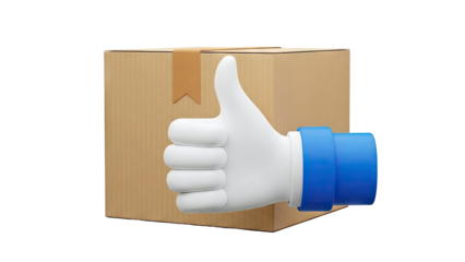 Thumbs Up Gesture with Cardboard Box