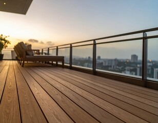 Naklejka premium 夕暮れの高層階テラス