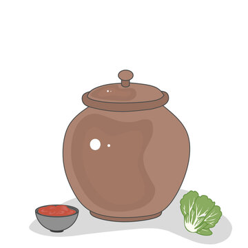 Traditional Korean Onggi Jar for Fermentation &ndash; Clay Pot Isolated on White Background