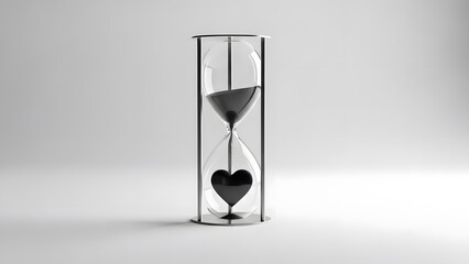 Hourglass with heart shaped sand isolated on transparent background