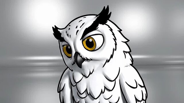 Expressive Hand Drawn Cartoon Owl Animation Loop.