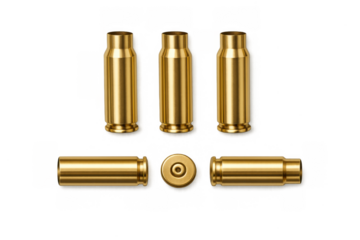 Golden bullet casings on gray background for military or hunting designs