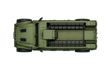 Top view of military vehicle design for defense and transportation concepts