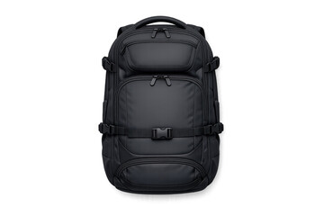 Naklejka premium Sleek black backpack on gradient background for travel and outdoor adventure design