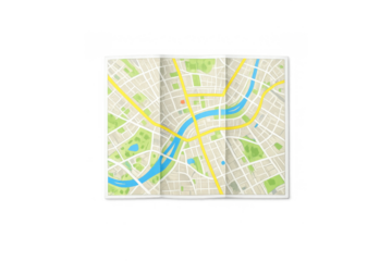 Urban map illustration with river and streets - design for posters and prints