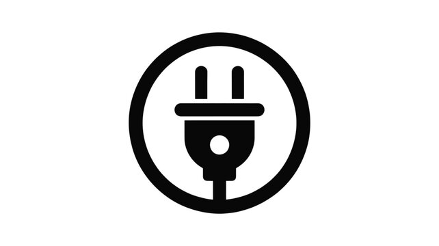 Power plug icon representing electricity and connection in a minimalist circular design Vector