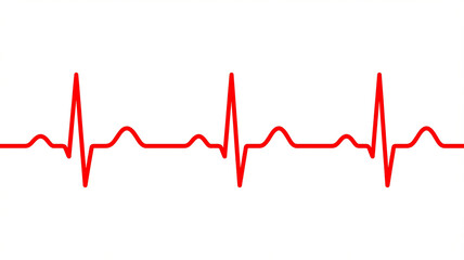 Red ECG heartbeat line on white background graph
