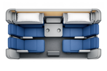 Modern train interior design with comfortable seating arrangement for efficient travel