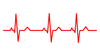 Red electrocardiogram heartbeat line on white background heart rate