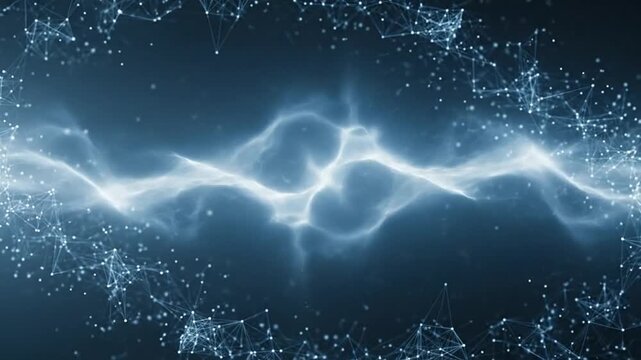 Abstract blue electric lightning network connection background