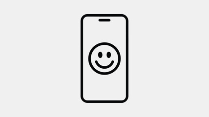 A minimalist smartphone outline featuring a cheerful smiley face icon on its display Vector