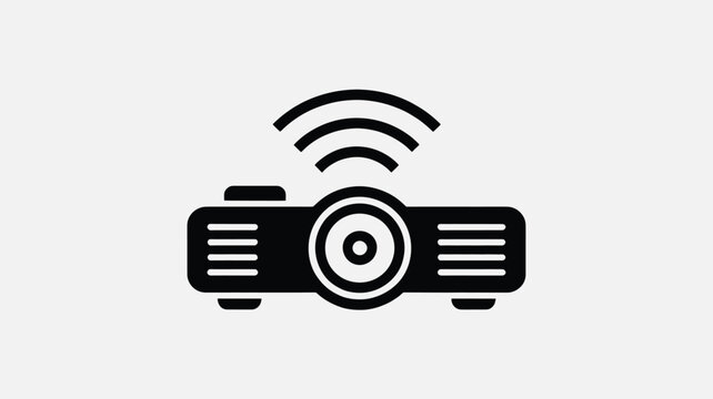 Wireless projector icon broadcasting a signal for seamless presentations and smart display solutions Vector