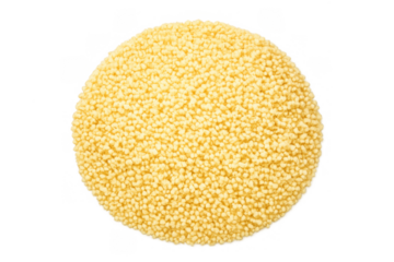 Glowing orb of golden grains with soft illumination for design projects