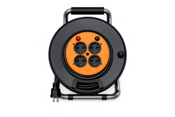 Electrical power cord reel with outlets for efficient energy management in industrial and home settings